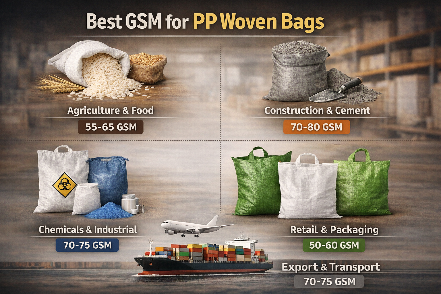 Best GSM for PP Woven Bags Based on Application