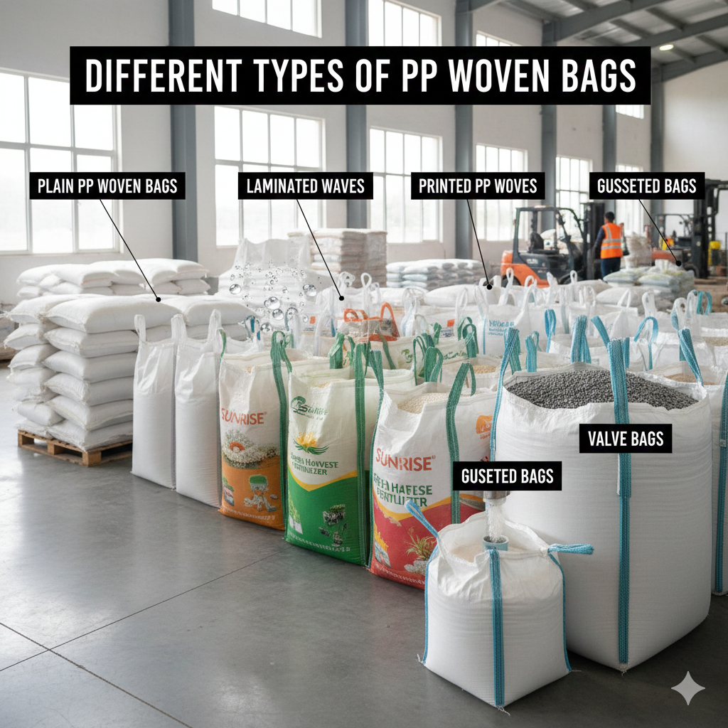 Different Types of PP Woven Bags Used for Bulk Packaging