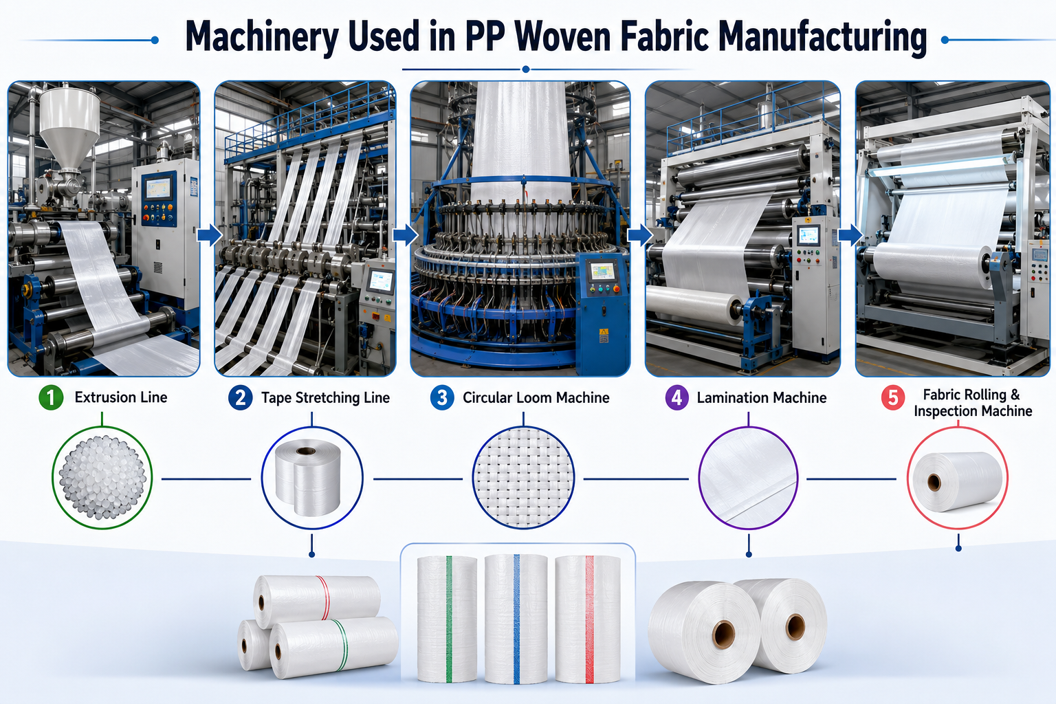 Machinery Used in PP Woven Fabric Manufacturing