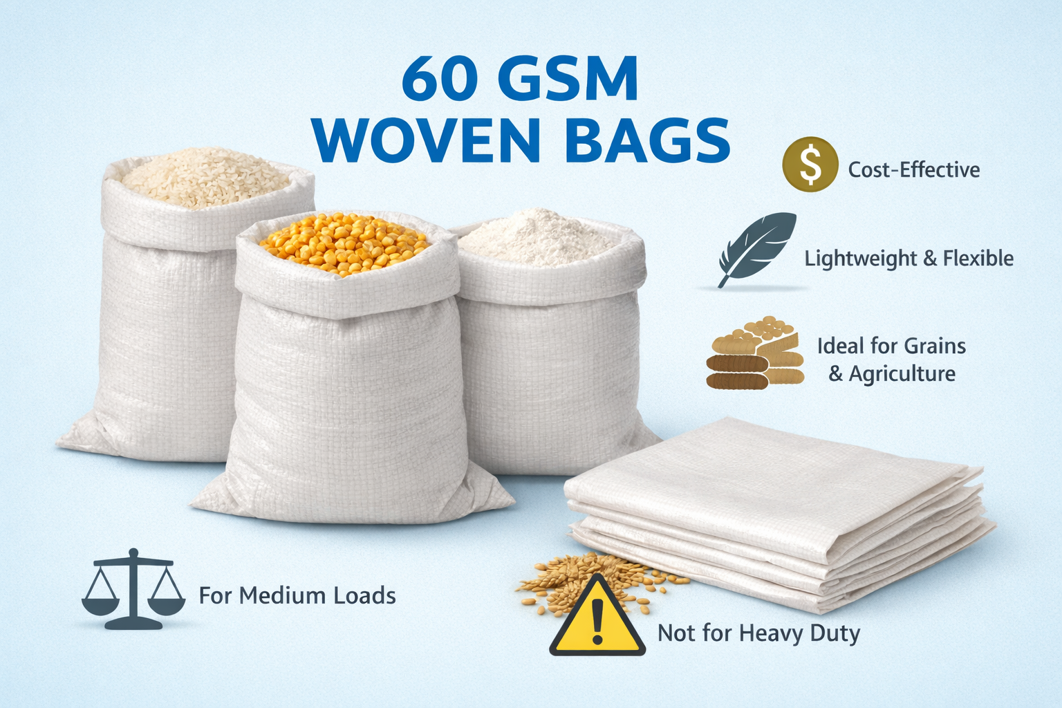 Overview of 60 GSM Woven Bags