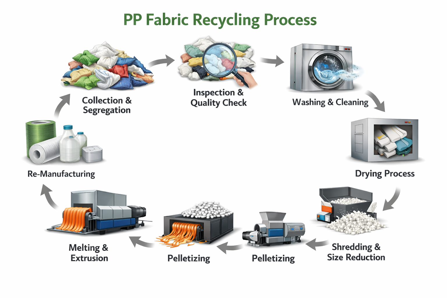 Polypropylene Woven Fabric Recycling Process