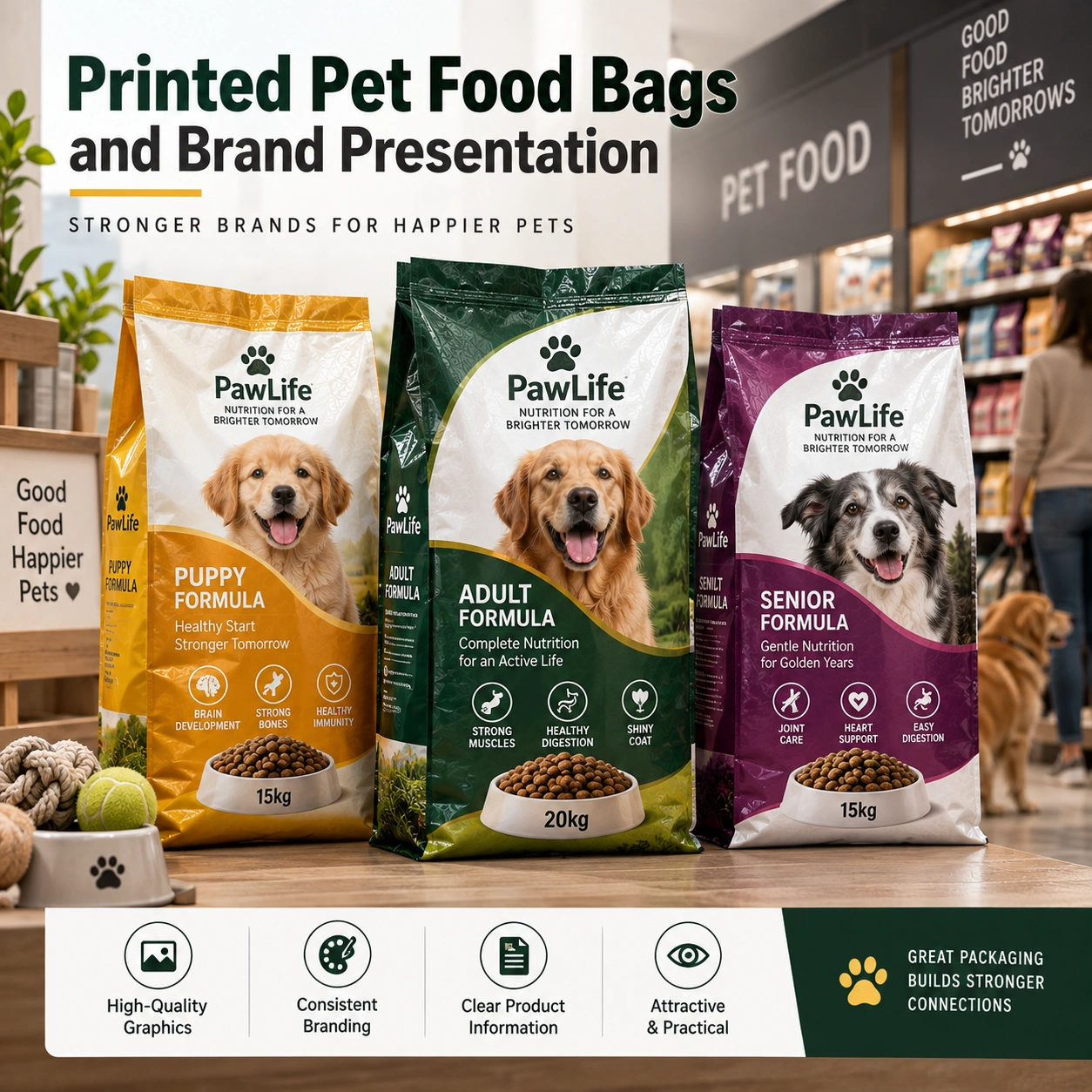 Printed Pet Food Bags and Brand Presentation