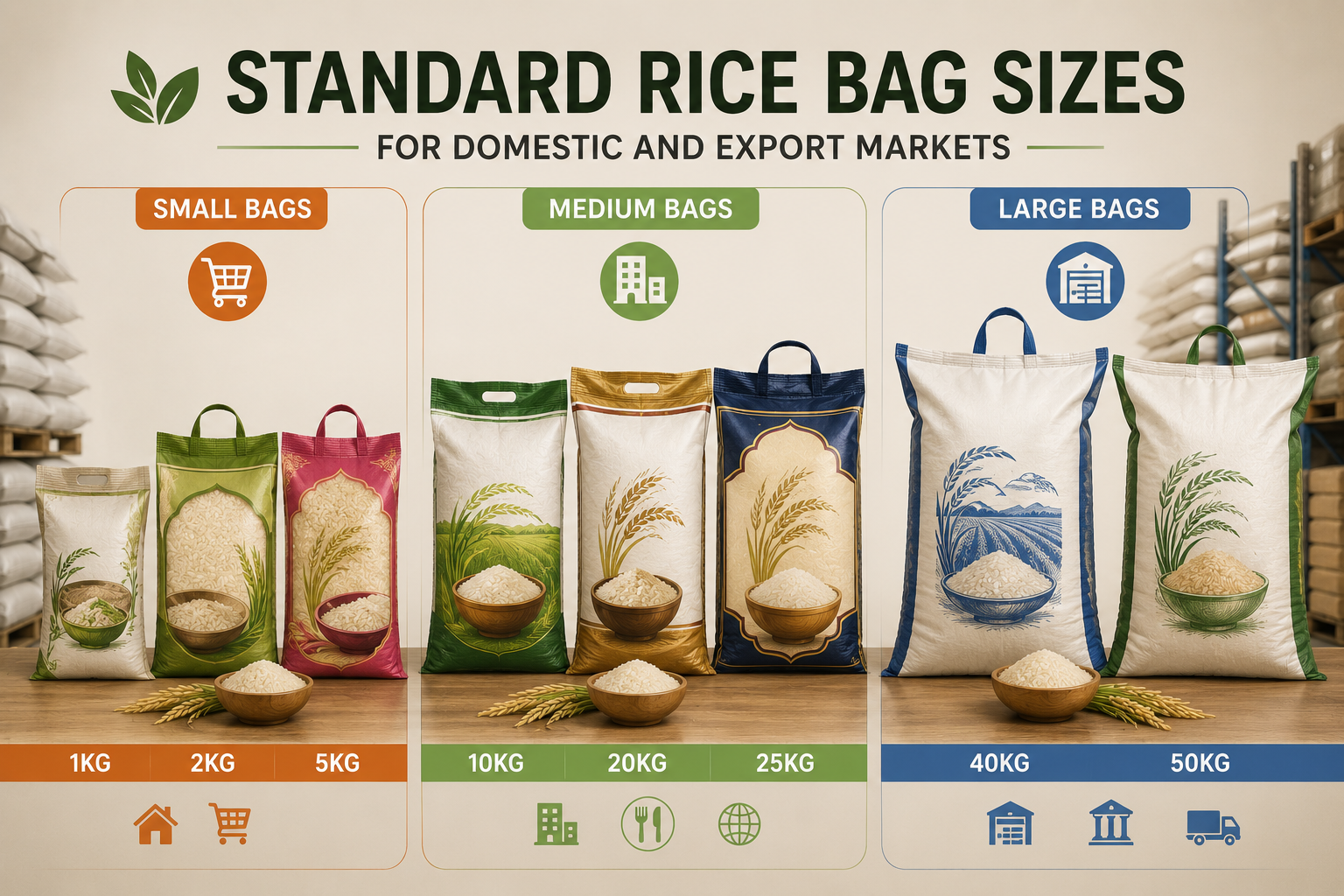 Standard Rice Bag Sizes for Domestic and Export Markets