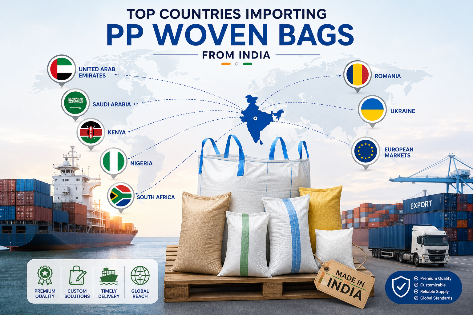 Top Countries Importing PP Woven Bags from India