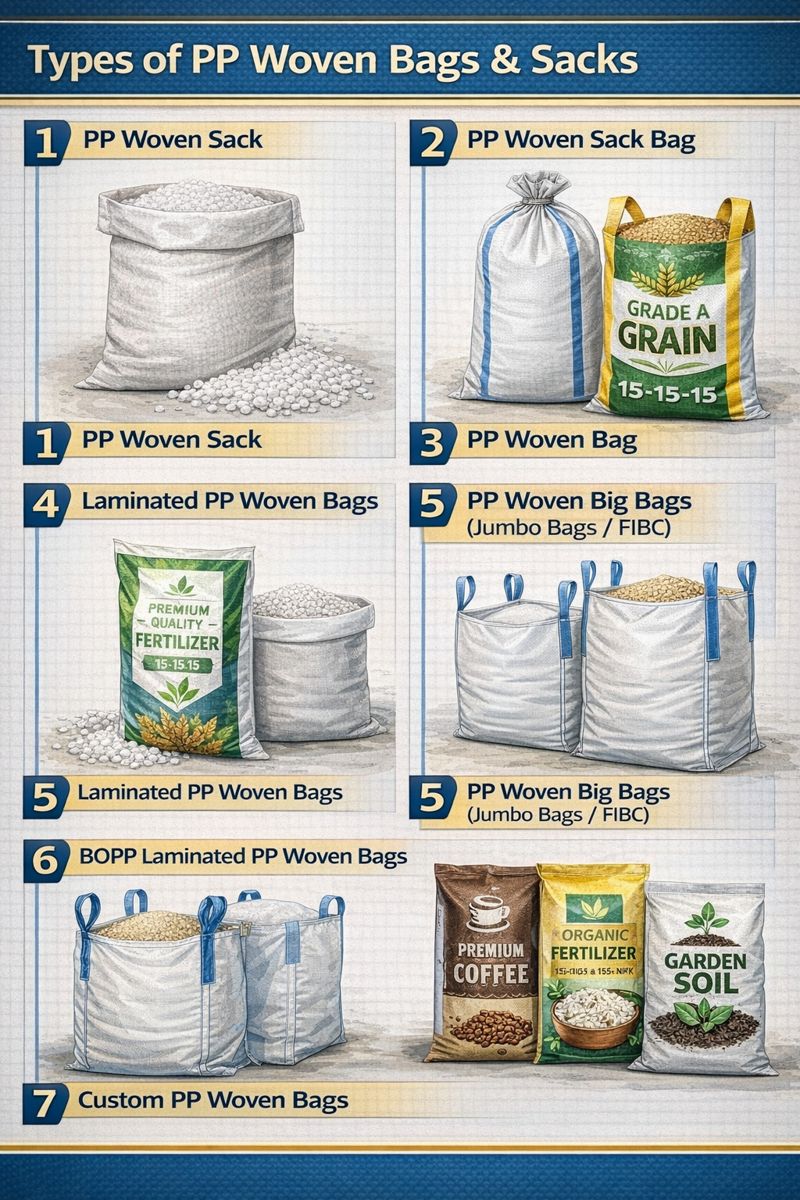 Types of PP Woven Bags & Sacks