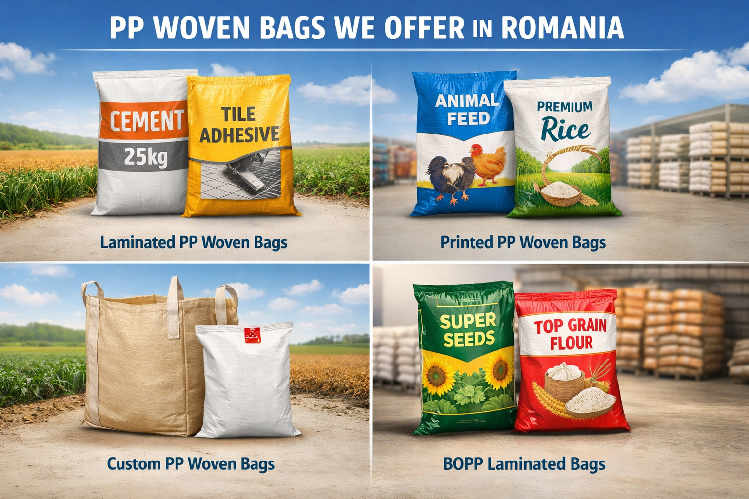 Types of PP Woven Bags We Offer in Romania